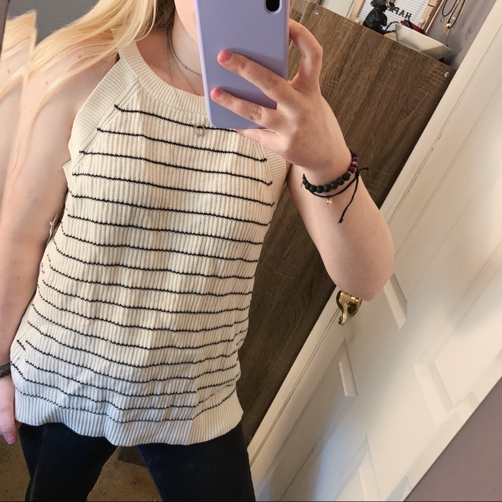 OLD NAVY striped white & black sweater tank